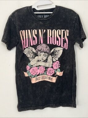 🌞 Guns N’ Roses Retro Black w/Pink & Peach Graphic Sweet Child O’ Mine Tee XS